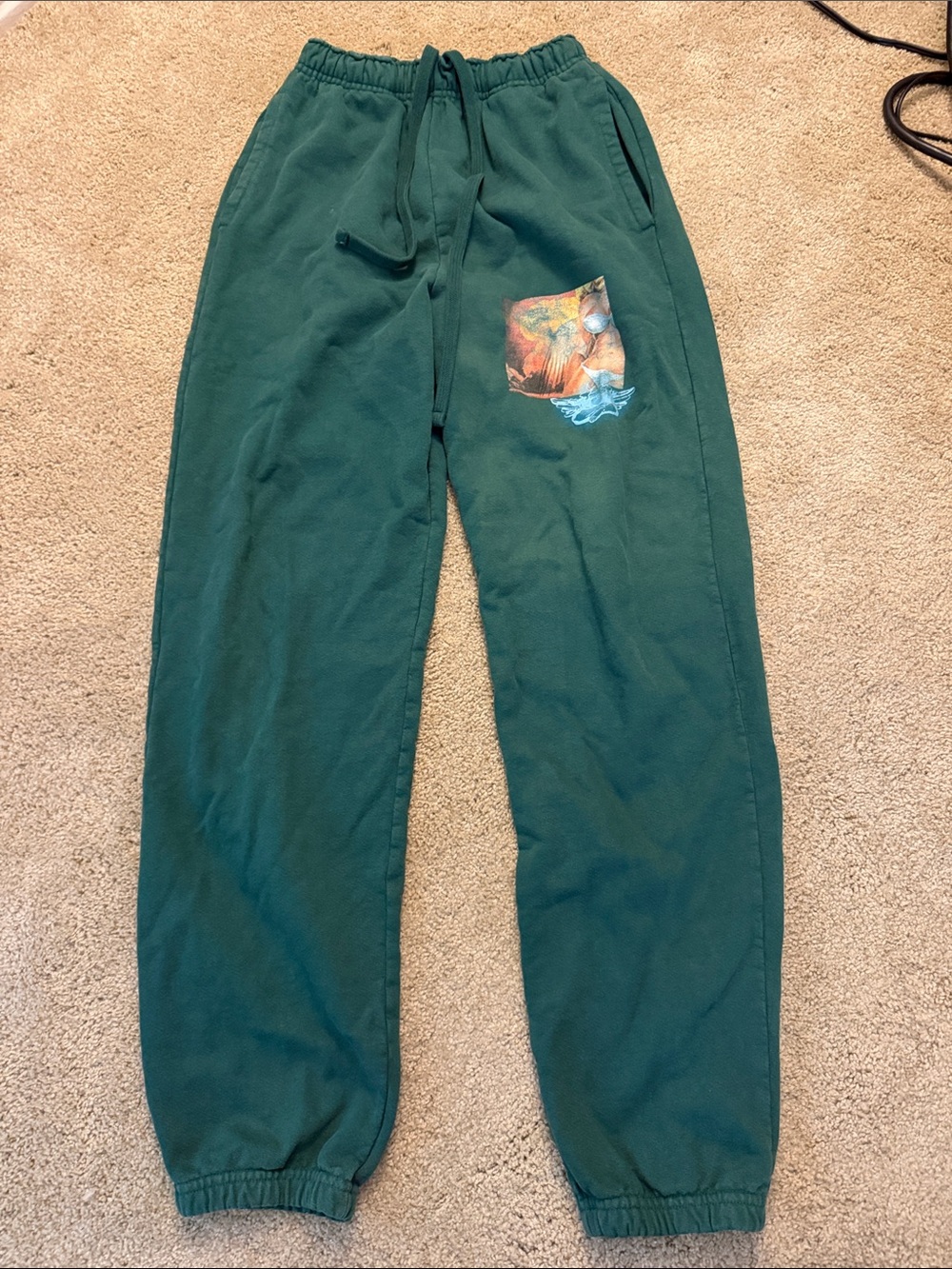 Boys Lie Deep Green Sweatpants with Graphic Pocket